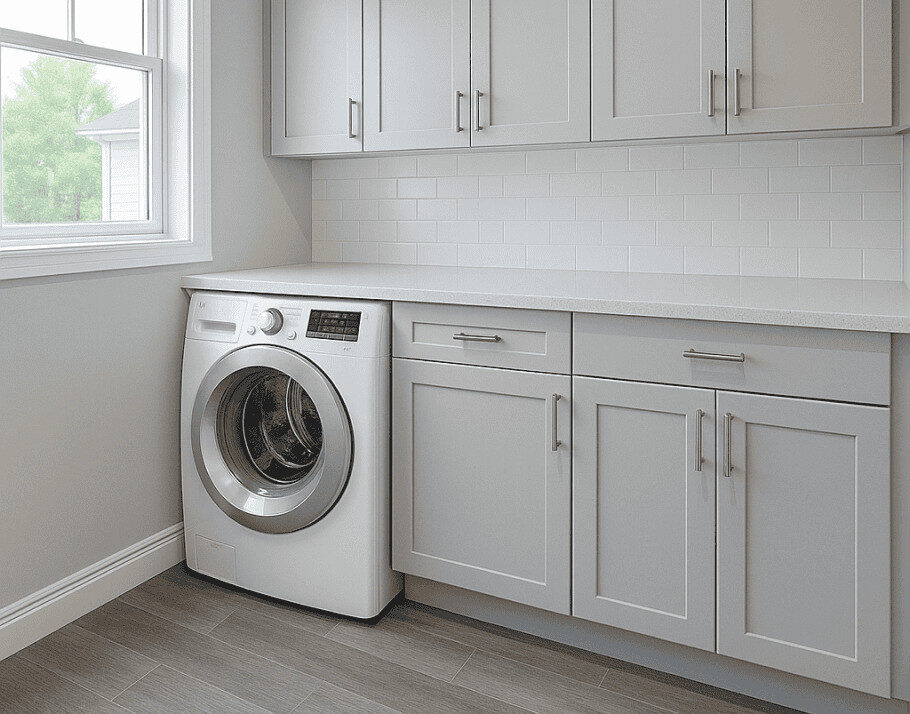Custom laundry cabinets at Raby Home